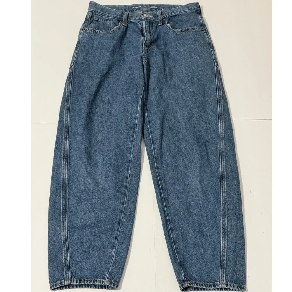 Girl's Old Navy High-Rise Barrel Leg Jeans, Size 18